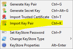KeyStore Import Key Pair